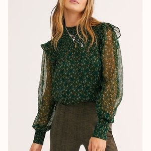 Free People Roma Mockneck Long Sleeves Blouse